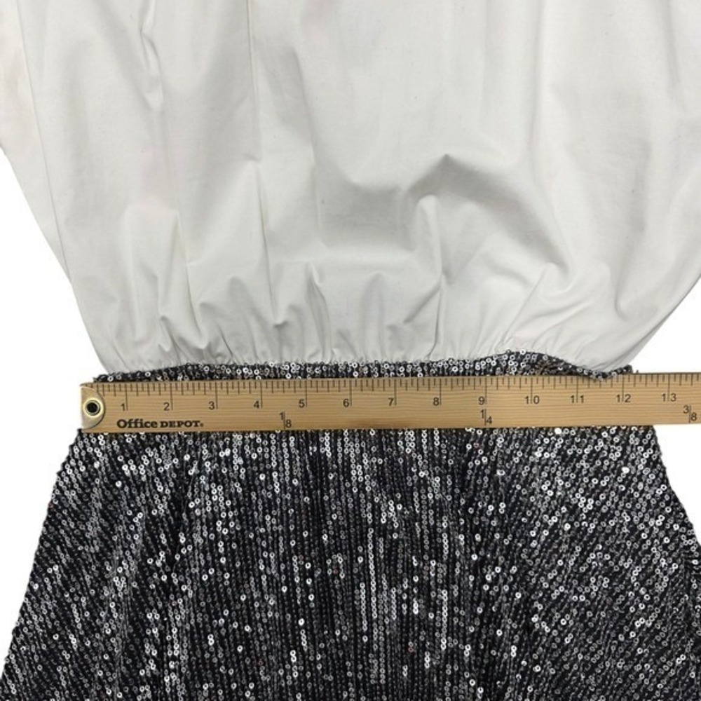 DELFI COLLECTIVE‎ Anthropologie Womens White Top Black Sequin Midi Dress Small - Picture 8 of 9